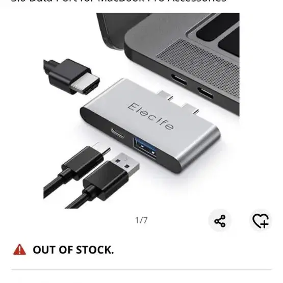 Elecife 썬더볼트 3 USB C 허브 맥북용 어댑터