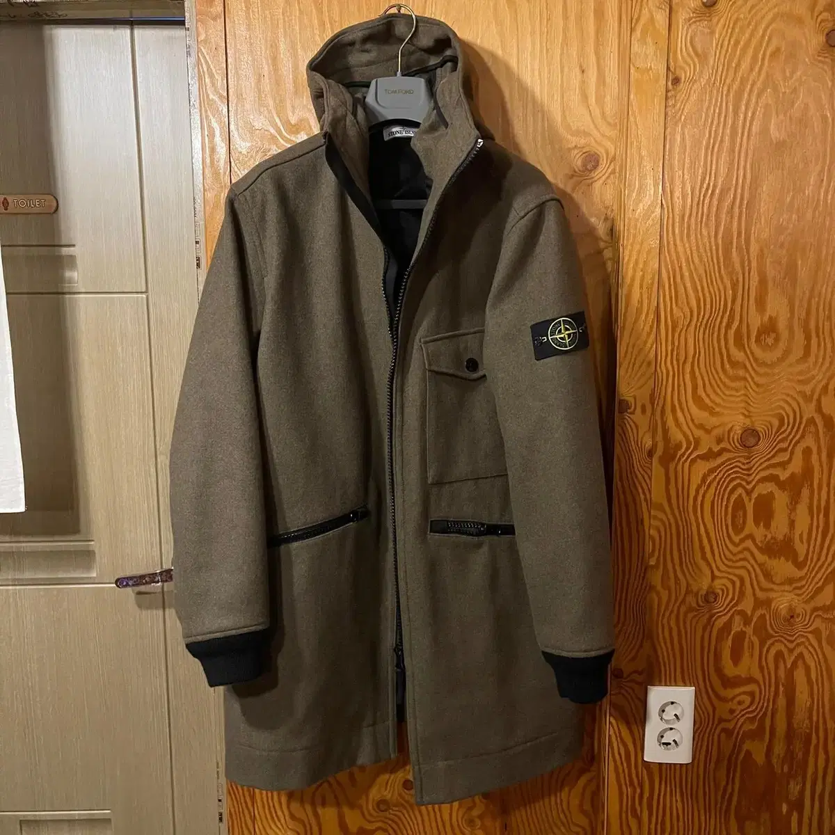 Stone Island wool khaki coat for sale~.