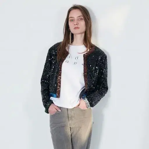 Recto Sequin Colorblock Cardigan