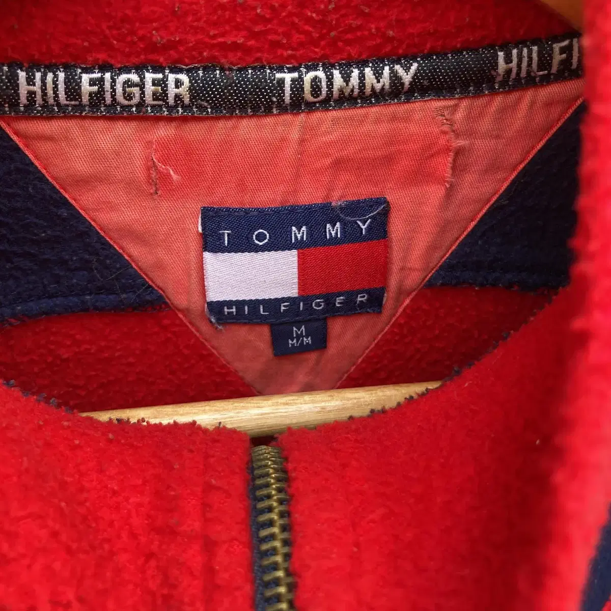 TOMMY HILFIGER 타미힐피거 배색 후리스 하프집업