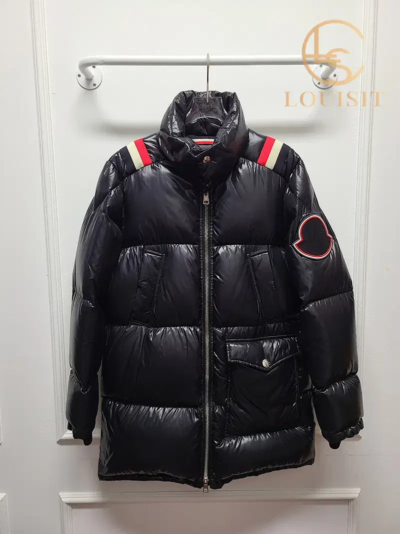 [1] Moncler Black Mancora Three-Season Big Logo Padded Jumper