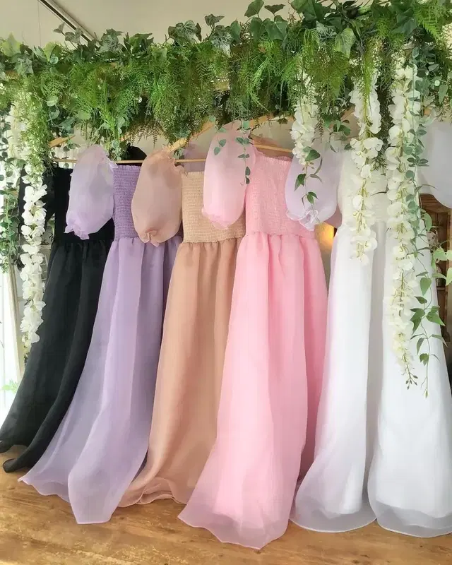 유앤진52 연핑크 롱 새상품 lily of the valley dress