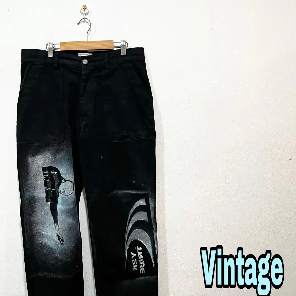 Vintage Y2K Painted Custom Black Public Pants