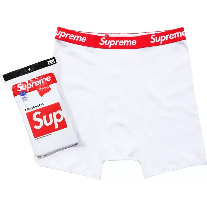 S,M,L,XL,2XlSupreme Haines Boxer Briefs White (4x)