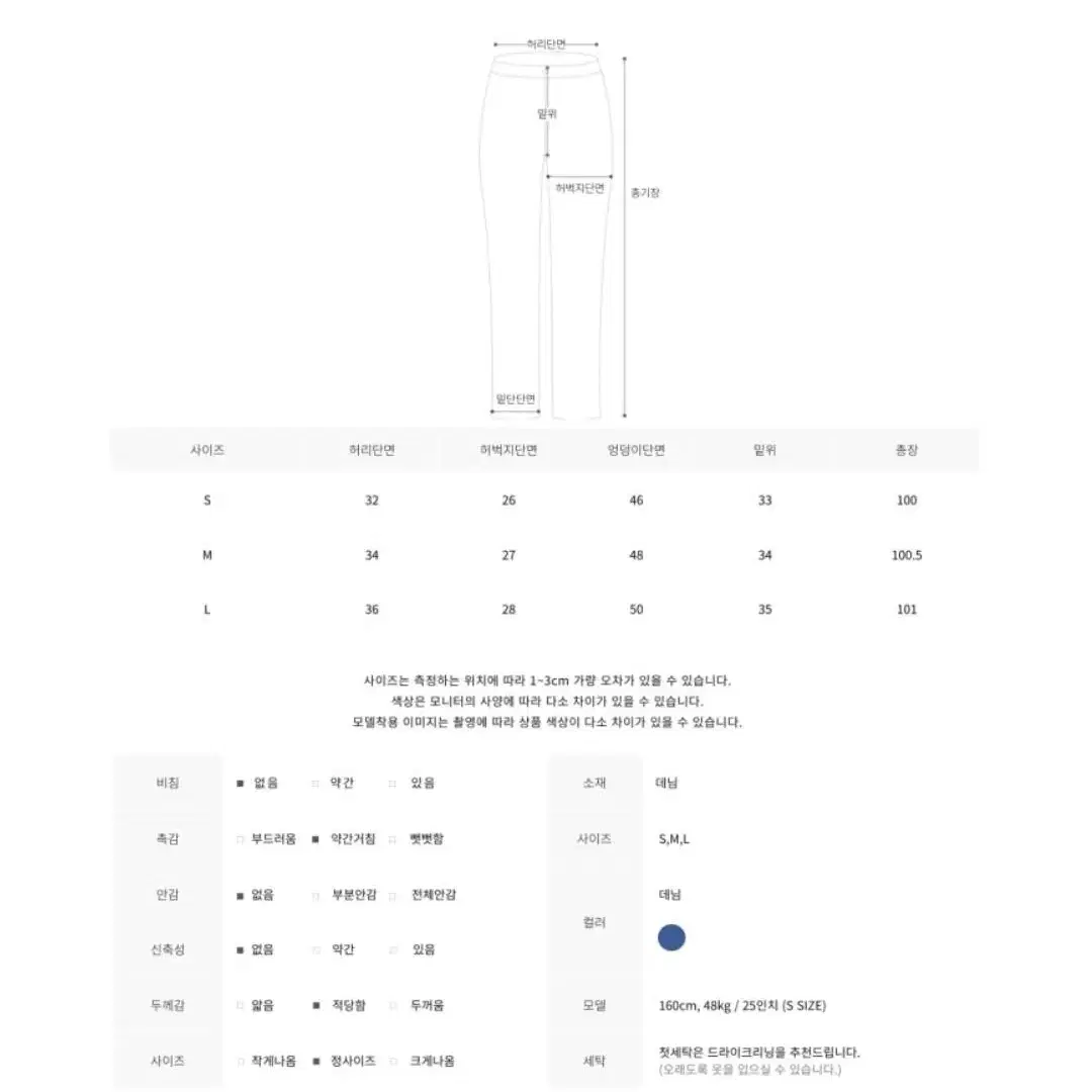 컷팅 배색 데님 팬츠