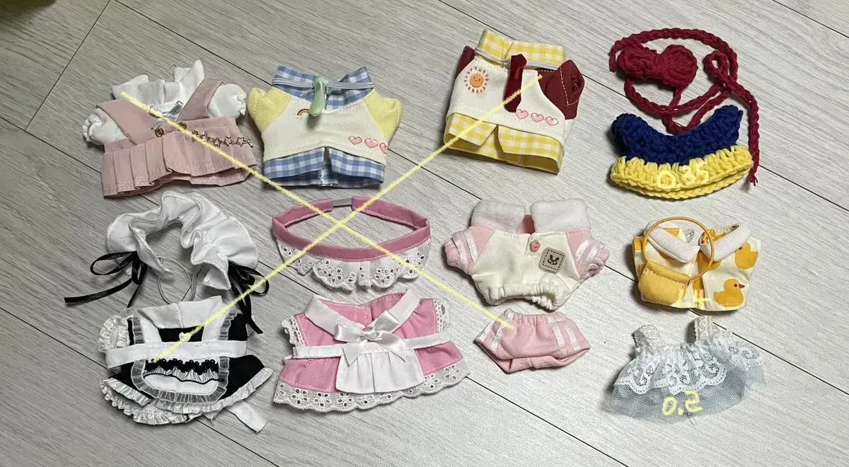 10cm doll clothes 메이드복 유치원 ONEPIECE 20cm 안경 모자 넹뽀 직직이