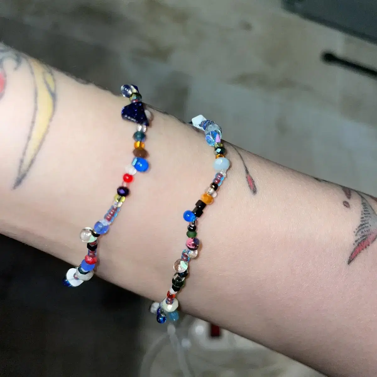 tiny beaded bracelets 원석 히피 모리걸 키치 비즈팔찌