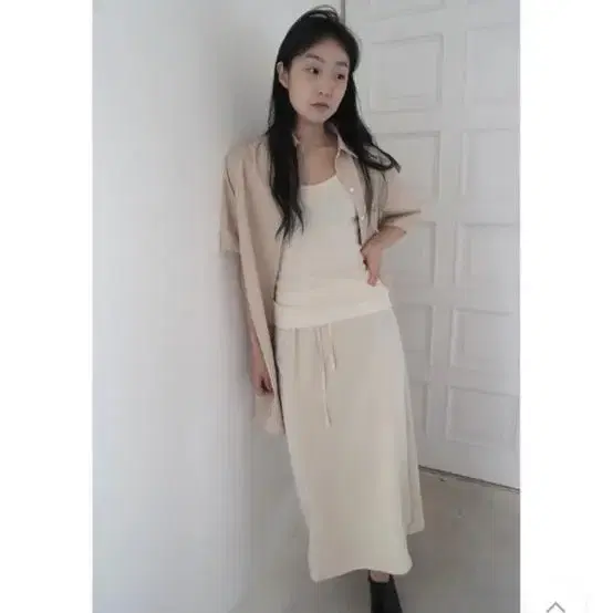 에프터먼데이 blocking long mix skirt 민트 스커트