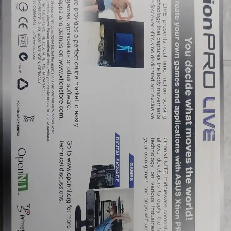 asus xtion pro live 3d 키넥트 센서