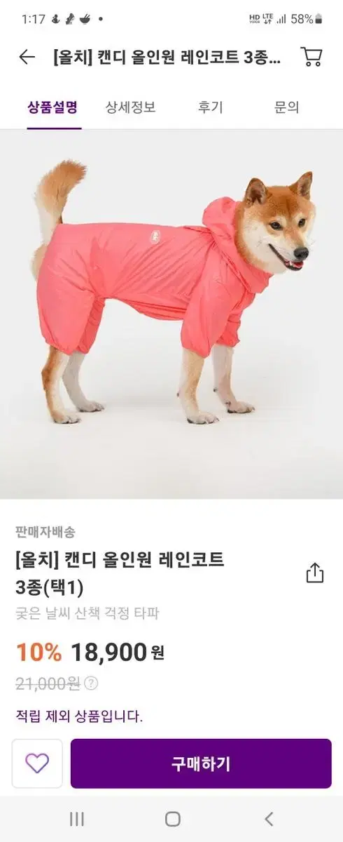 올치 캔디 올인원 레인코트