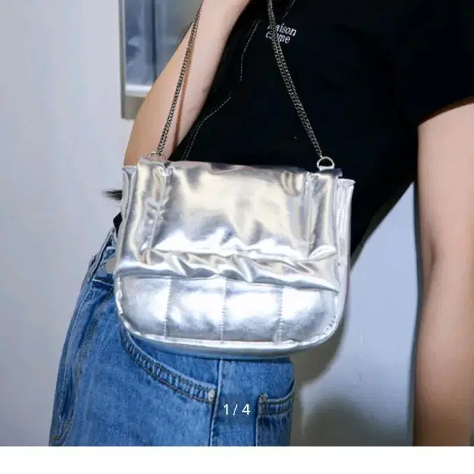 메종크렘 Metalic chain bag_ Silver