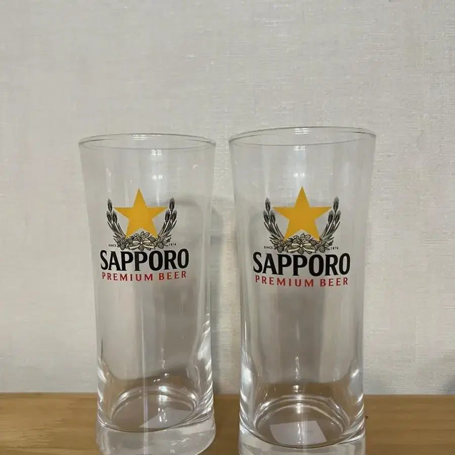 삿포로 맥주잔 유리컵 2pcs 세트 새상품