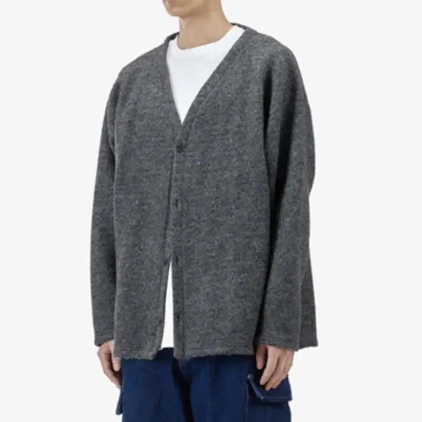 [L] Women's Brushed V-Neck Cardigan Charcoal