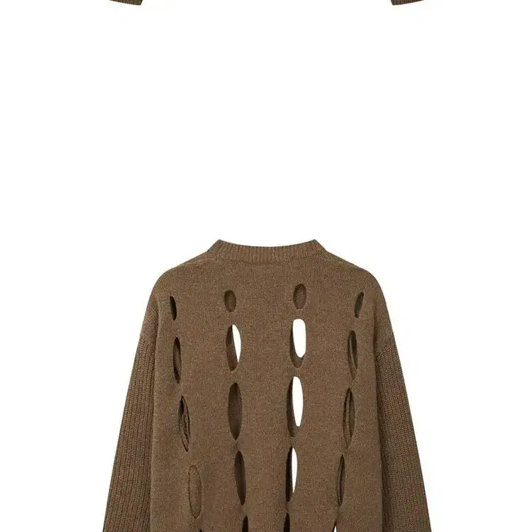 오픈와이와이 VERTICAL CUT-OUT KNIT TOP, KHAKI