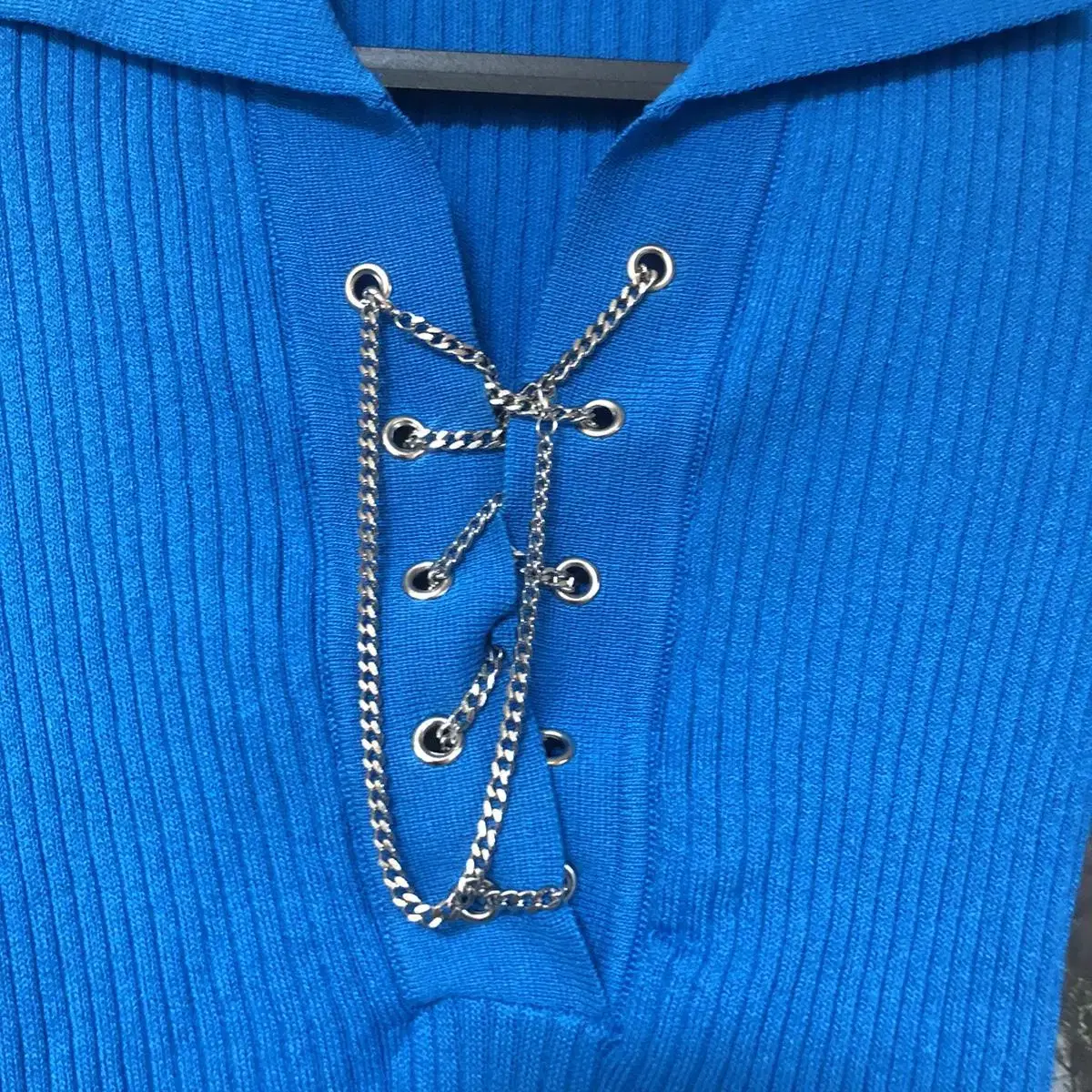 Vintage morning dew blue chain knit