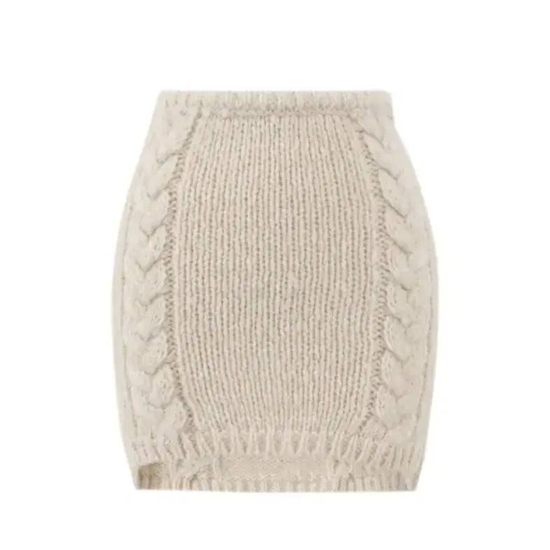 글로니 wave knit skirt beige