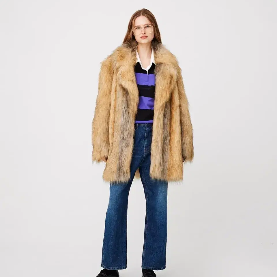 문선 Moonsun women Granny Fur Coat