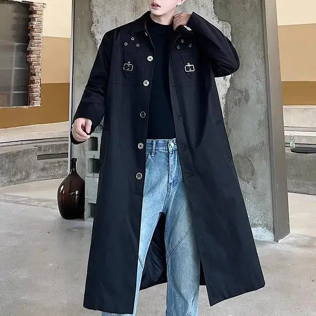 Men's Autumn Coat Casual Breasted Long Coat