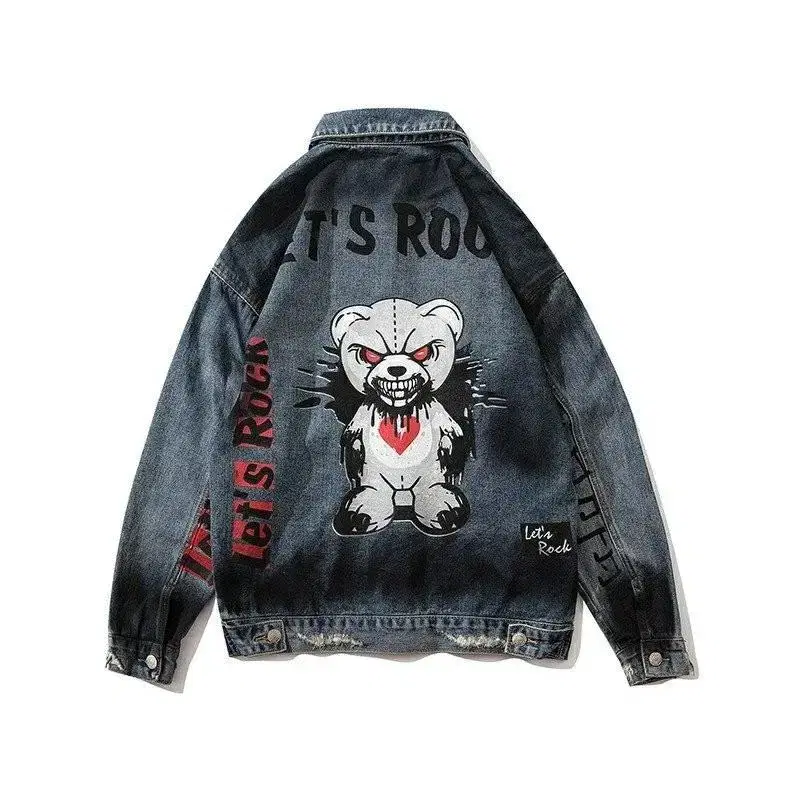 Free shipping Rocky TeddyNavy men's jeans jacket men's denim jacket men's gaeul jacket men's jacket