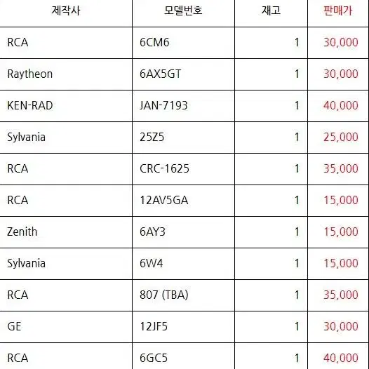 중고 진공관/철관 개당 판매-내용필독