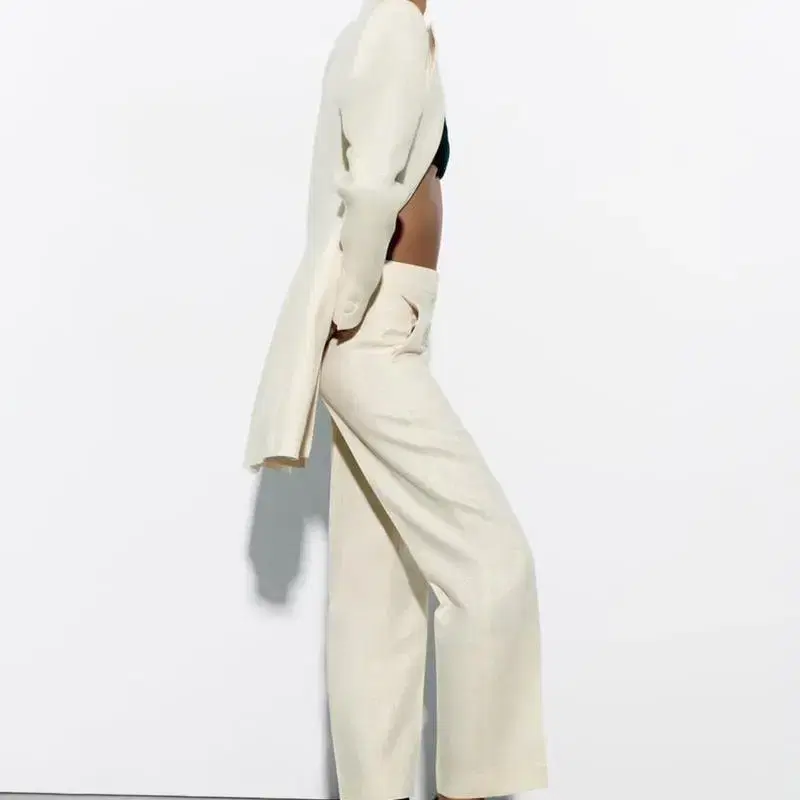 자라 ZARA LINEN BLEND TROUSERS WITH ME트라우져