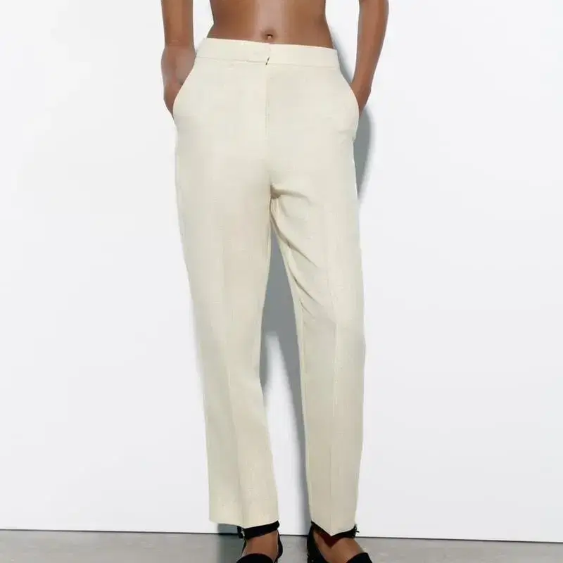 자라 ZARA LINEN BLEND TROUSERS WITH ME트라우져