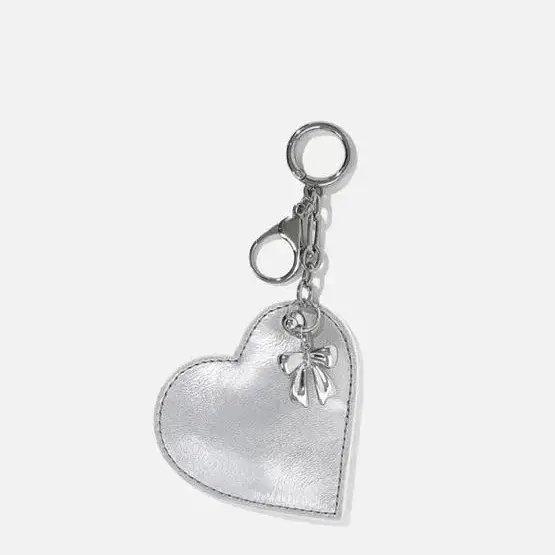 드메이커 키링 Heart ribbon charm-silver