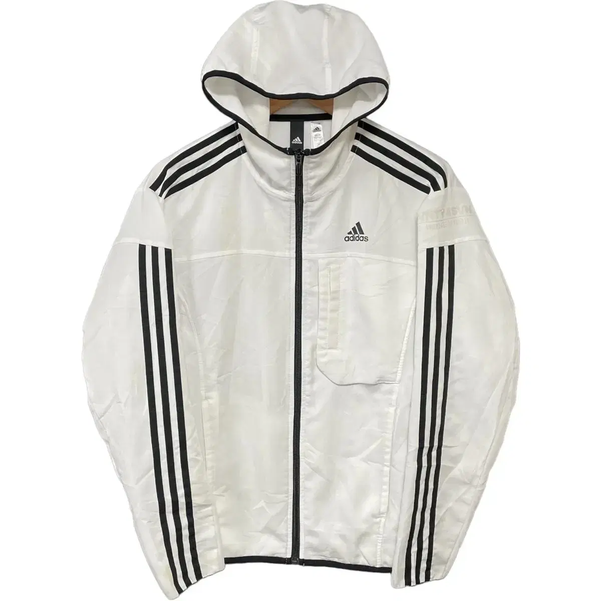 Adidas White Windbreaker L Vintage Bar Mock White