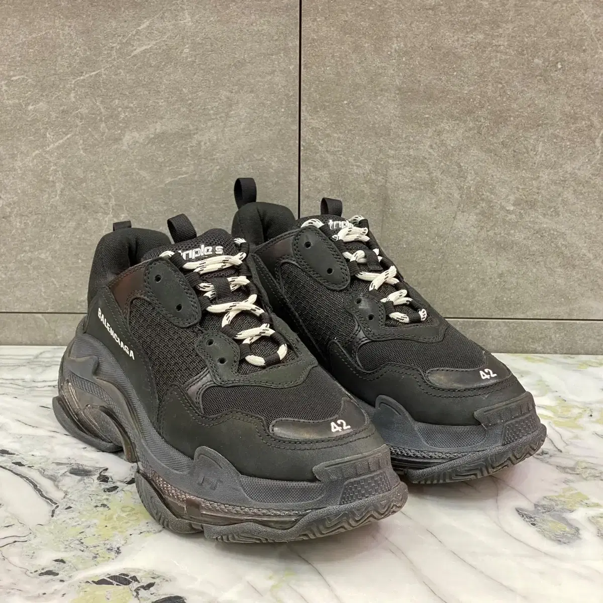 [New Product] Balenciaga Triple S Dirty Black Clear Sole 42 Full Set