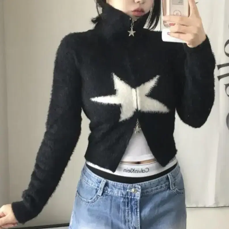 에이블리 프롬로즈 Double star Angora zip