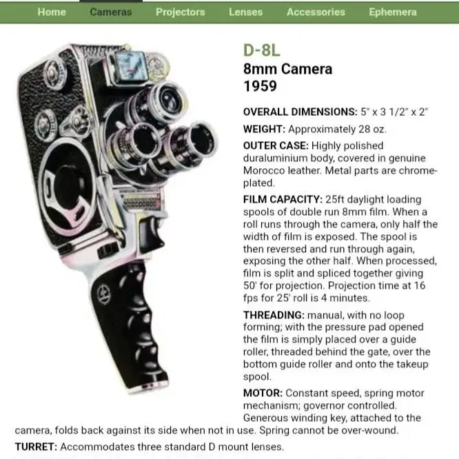 Bolex Pallard 빈티지 D8L 8mm 스위스제 무비카메라 풀세트