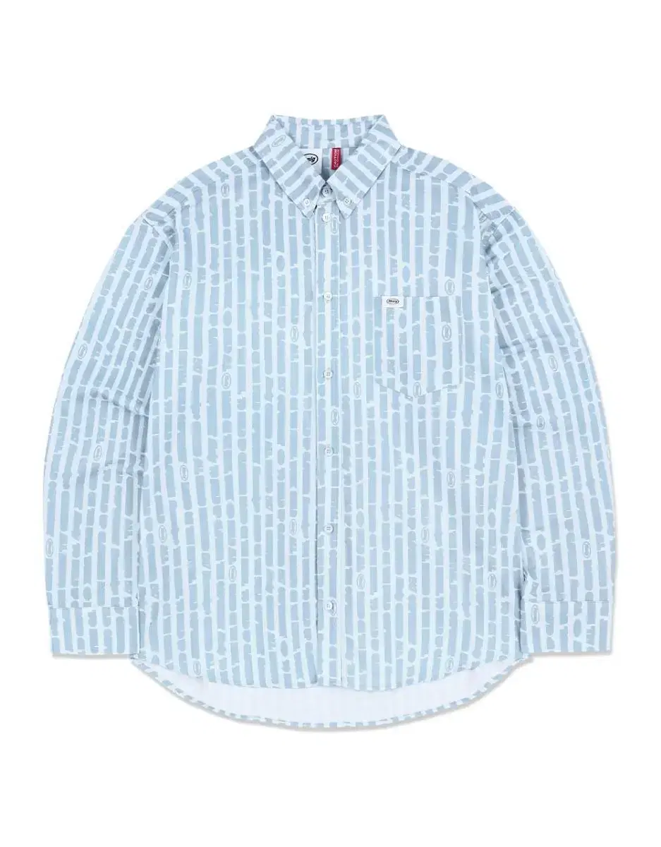 [New]Mmlg Oversized Striped Shirt M Sky Blue