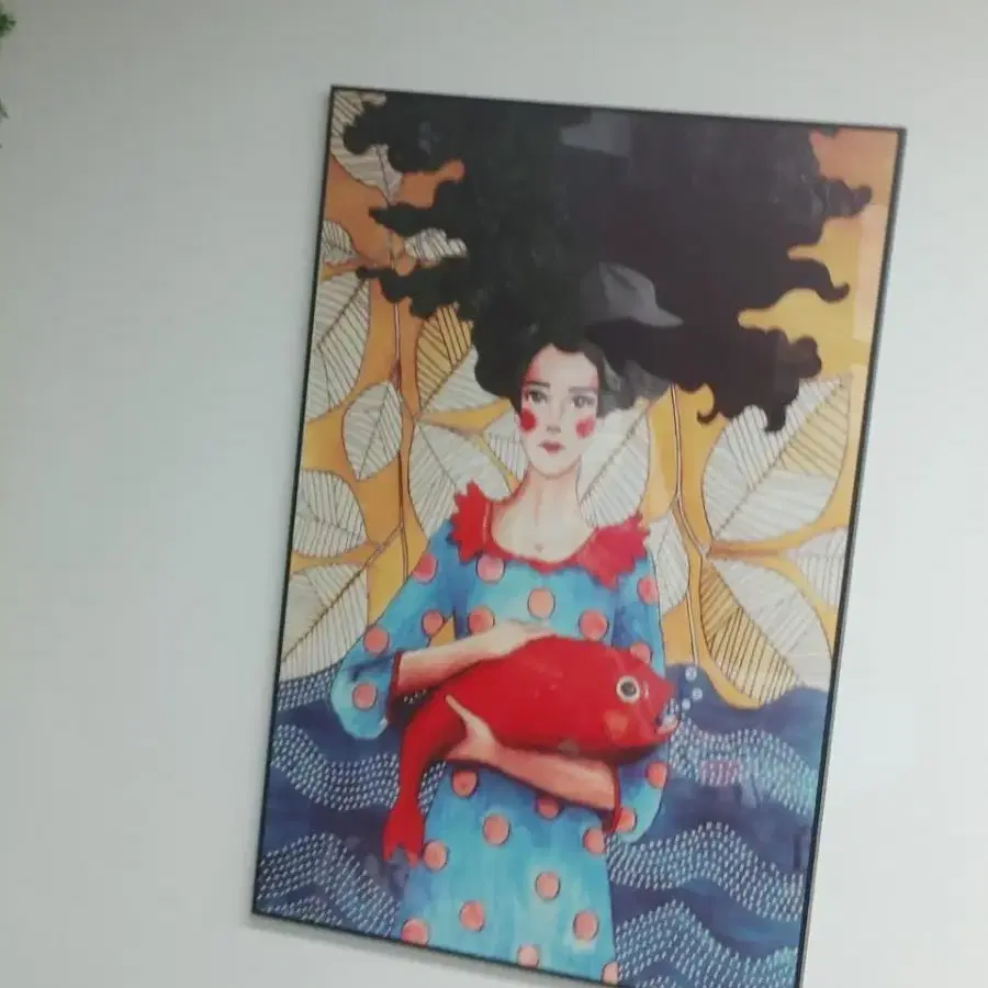 명품 럭셔리 감성 여인 대형 그림 액자 물고기 인테리어액자 인테리어소품