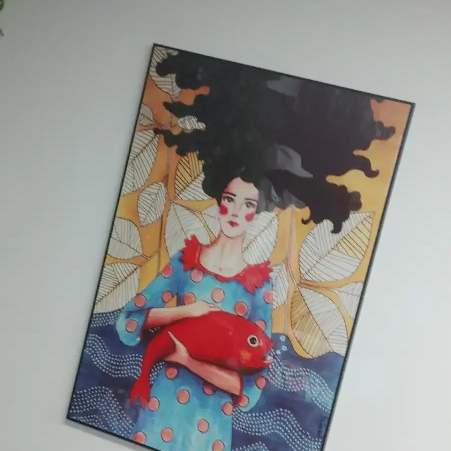 명품 럭셔리 감성 여인 대형 그림 액자 물고기 인테리어액자 인테리어소품