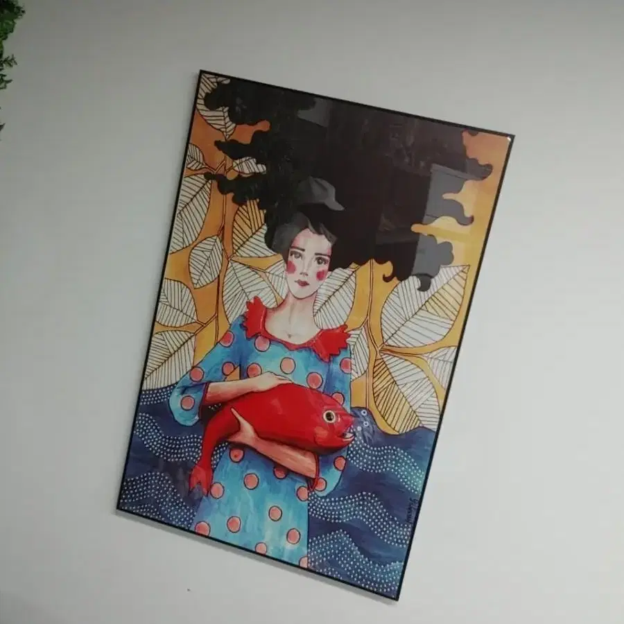 명품 럭셔리 감성 여인 대형 그림 액자 물고기 인테리어액자 인테리어소품