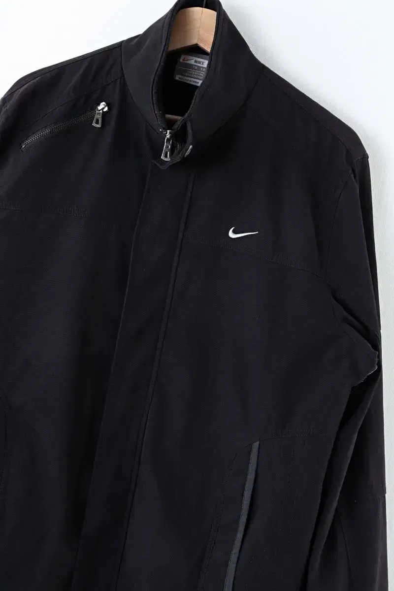 (S) Nike Zip Up Windbreaker Jacket Poly Old School Black Limited EO Vintage