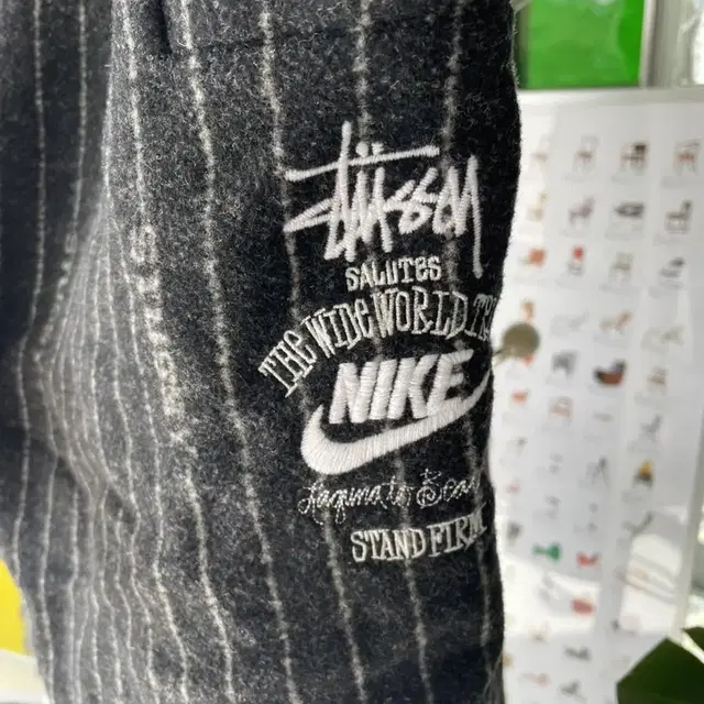 Stussy NIKE stripe wool pants black