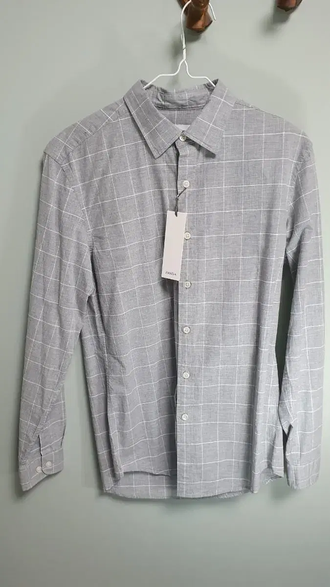 Jia gray heating/shirt/checked shirt