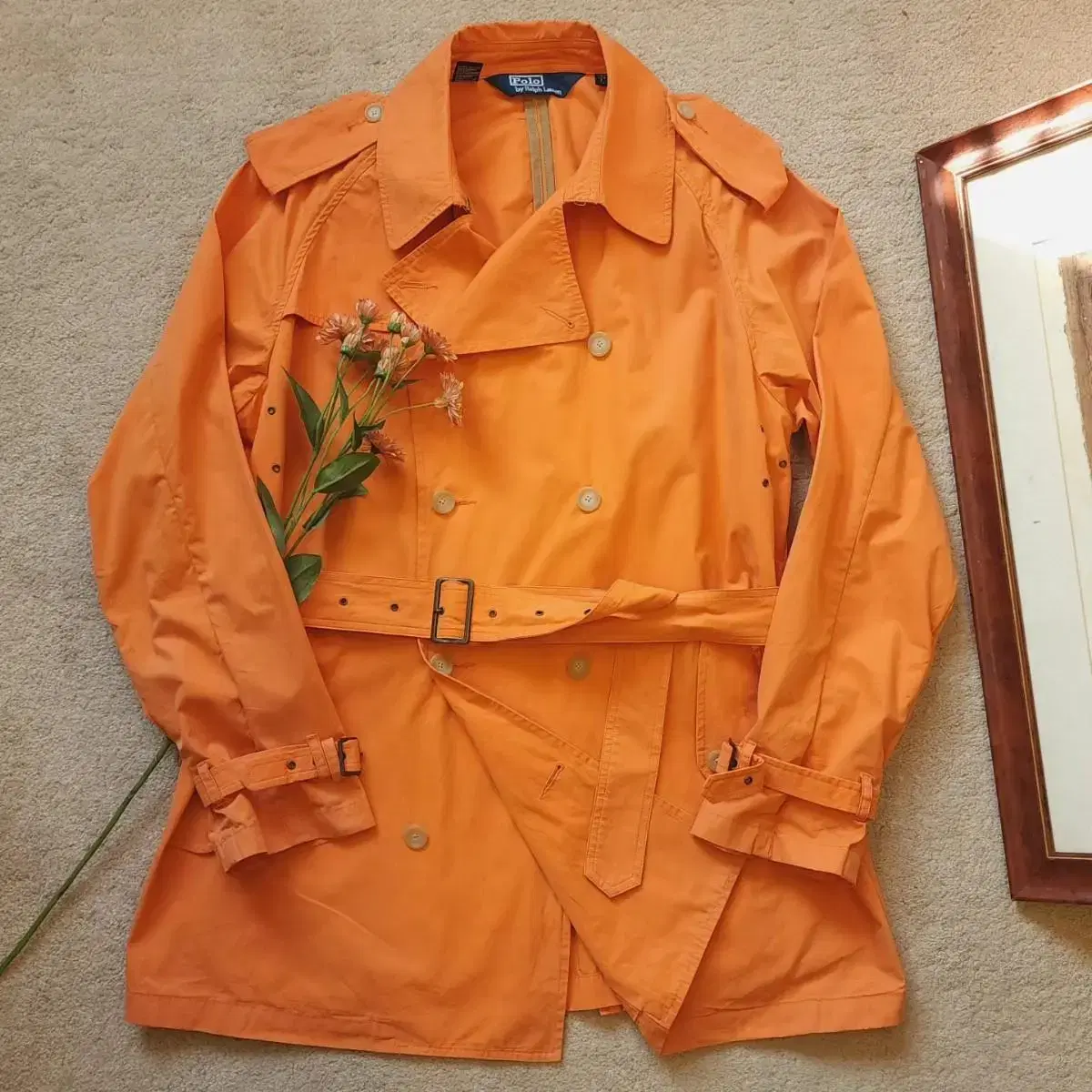 Polo Ralph Lauren Orange mid-length trench coat L