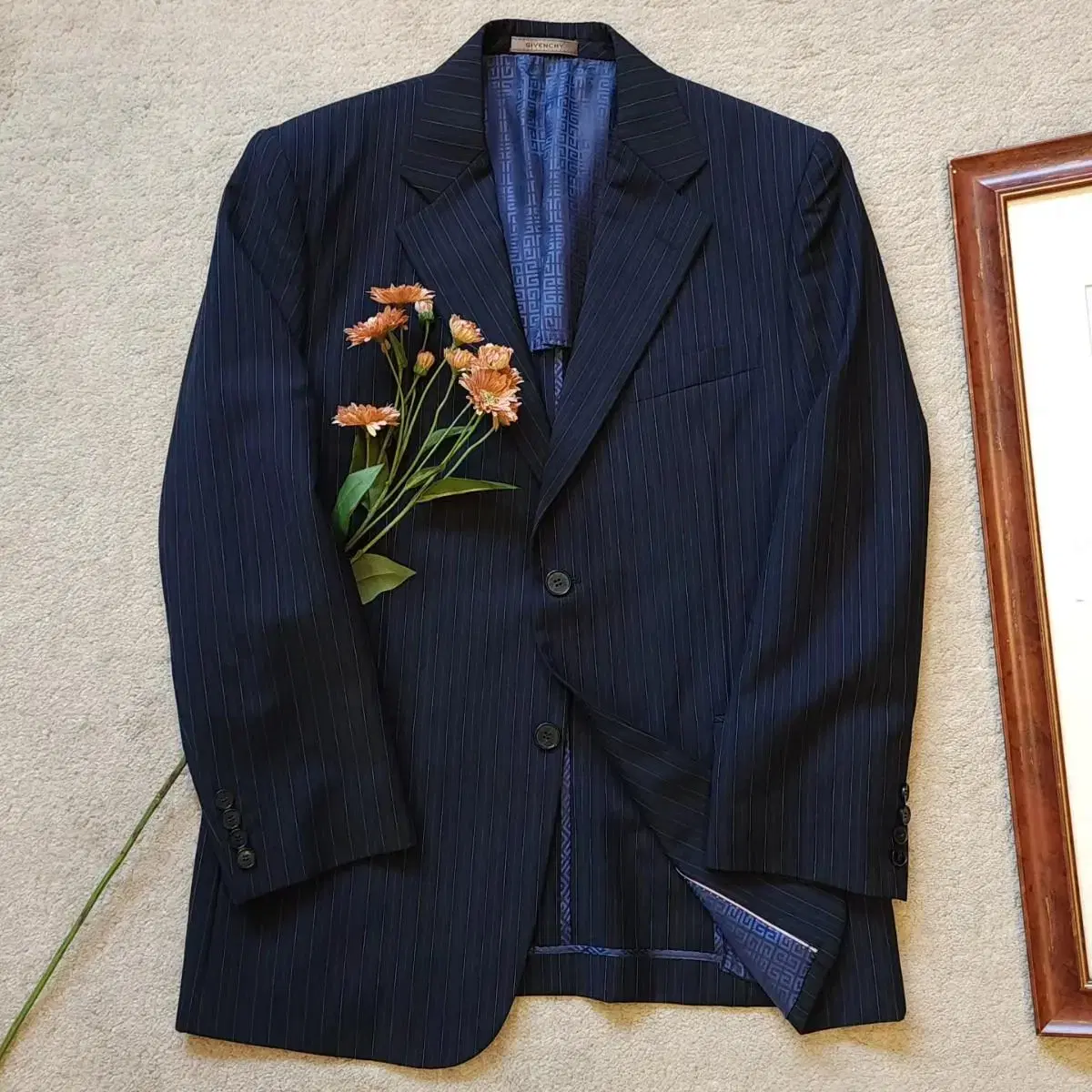 Givenchy Dark Navy Striped Blazer 100% England Fabric