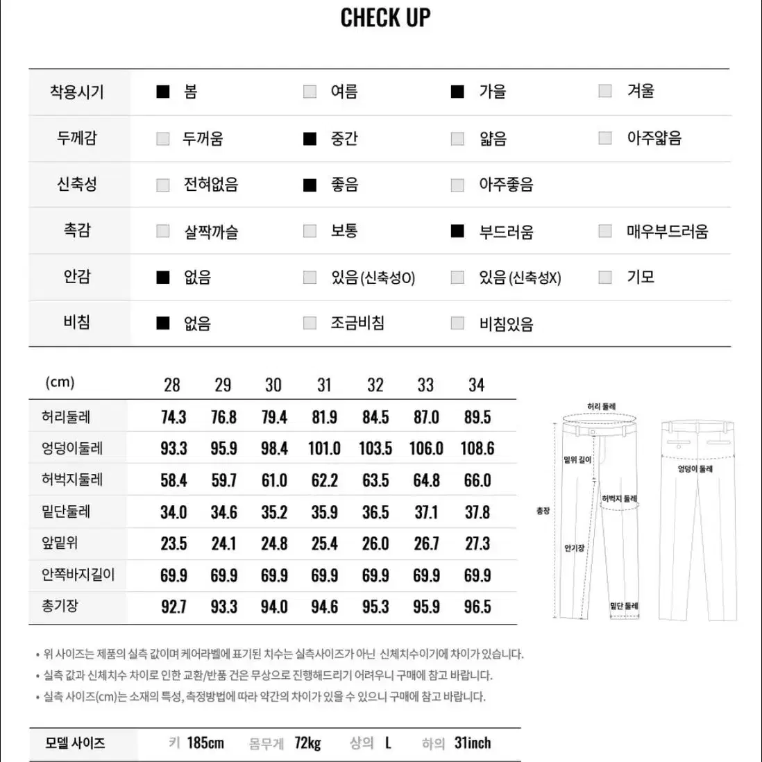 지오다노 슬랙스 바지 면바지 테이퍼드핏 32