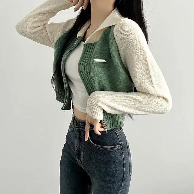 투웨이 카라 니트집업