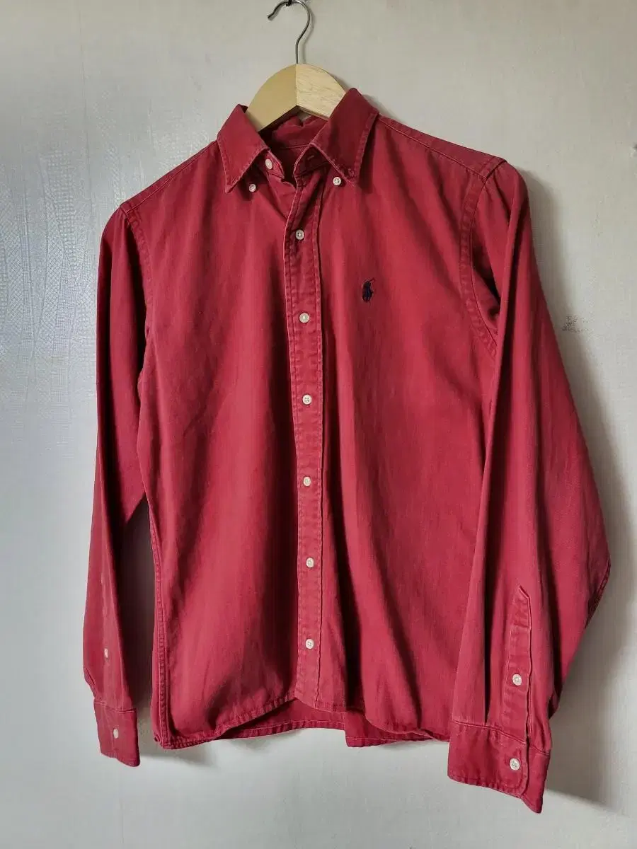 Polo shirt red solid bloo pony long sleeve S, 85