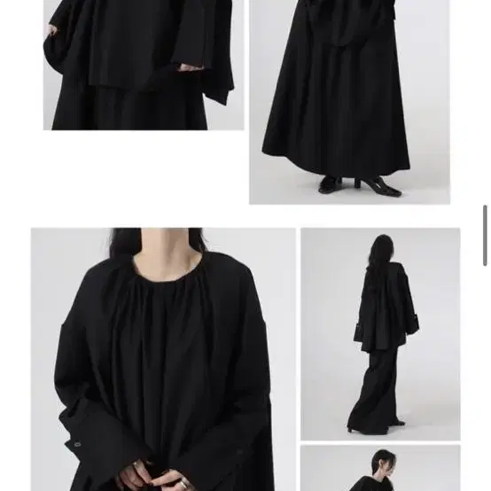 트리밍버드 flow shirring blouse black