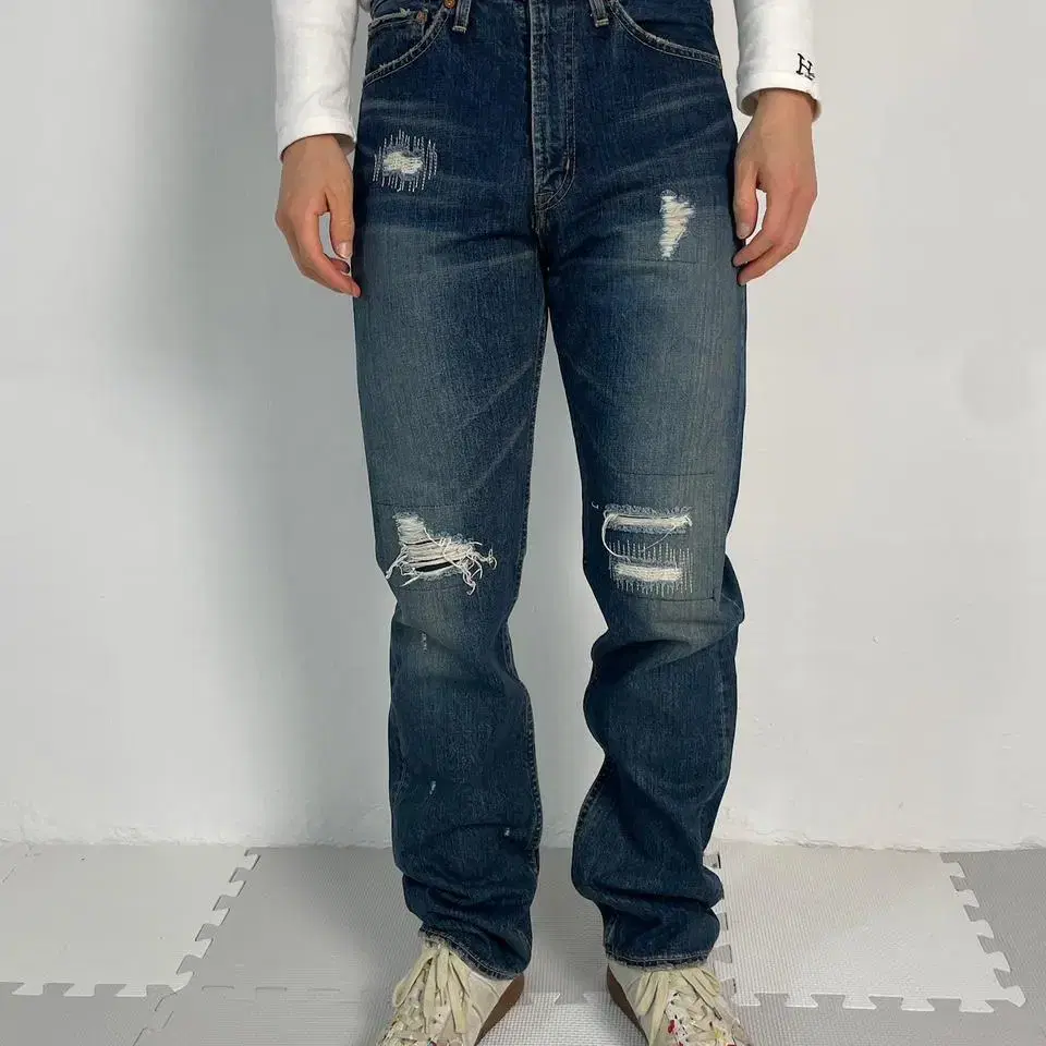 vintage repair work denim pants