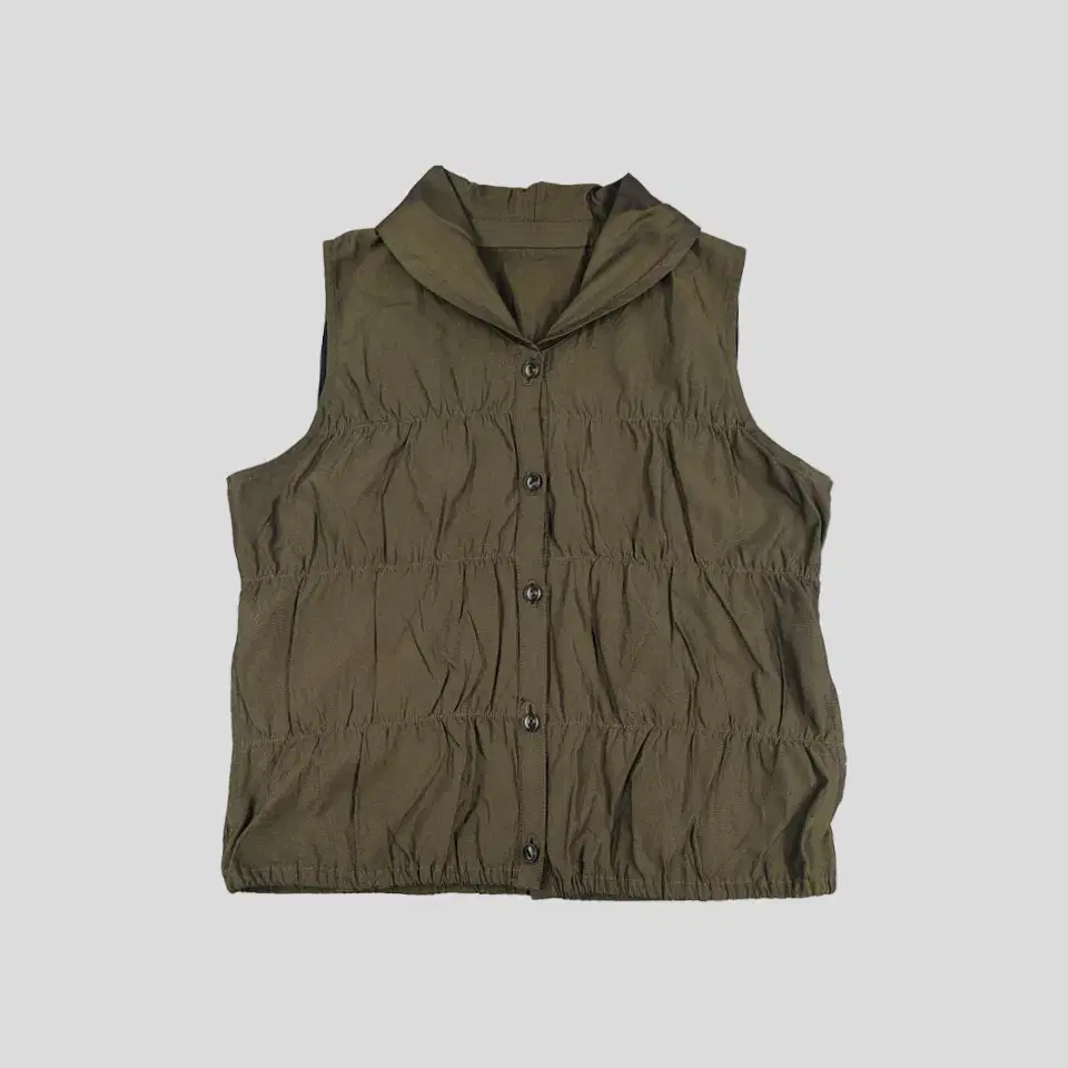 GYAZA Khaki dotted pattern incised shirred layered Y2K shawl kara vest vest