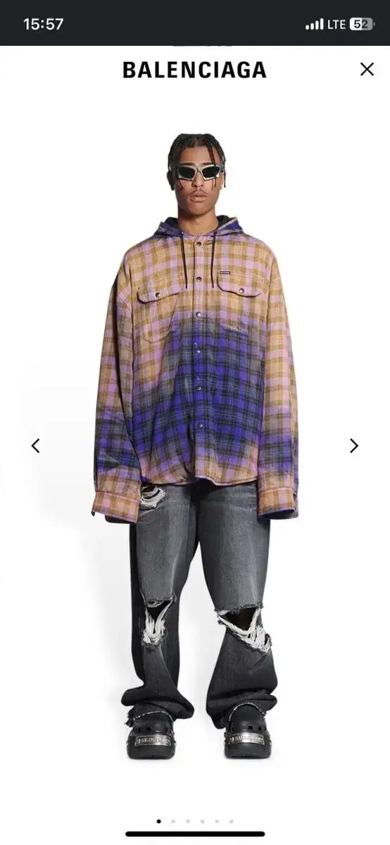 [S]Balenciaga Bleached Purple Flannel Shirt
