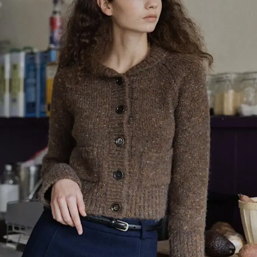 lo61 Petite Mohair Cardigan 브릭 새상품