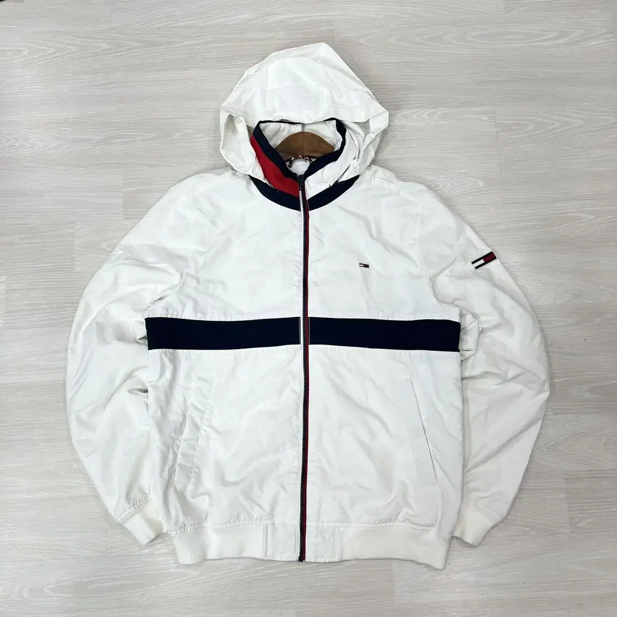 Tommy Hilfiger White White Windbreaker Hooded Zip-up Jacket 100 size L