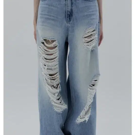 TAPPO) Trimming Bird Scratch Damage Denim Pants Blu #트리밍